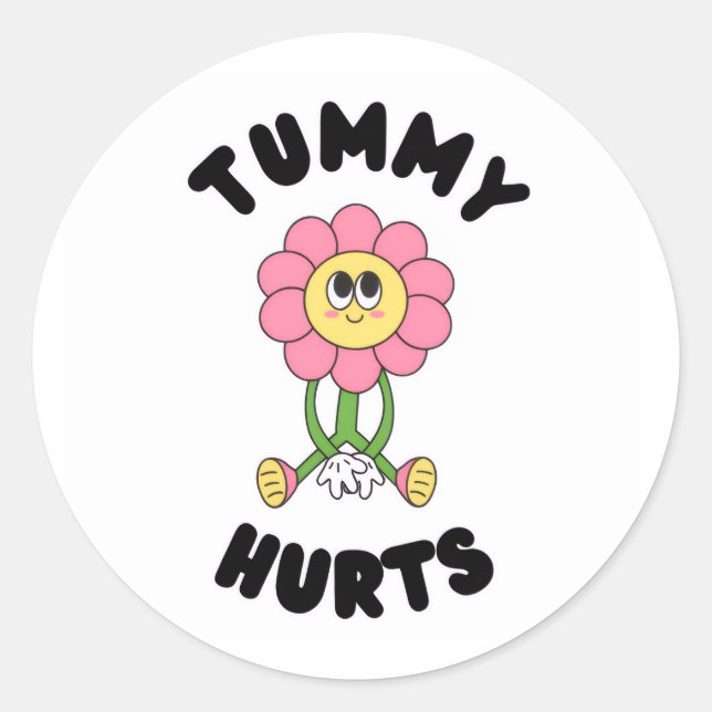 Adesivo 'Tummy Hurts' Cute Funny Health Awareness Sticker (Frente)