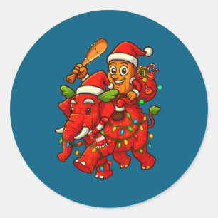 Adesivo Tung Tung Sahur Montando Elefante Natal Italiano 