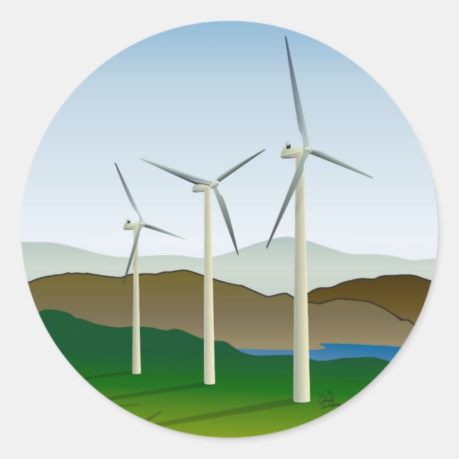 Adesivo Turbina eólica por lago (Frente)