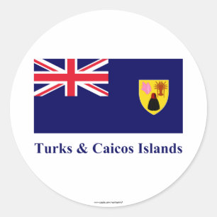 Adesivo Turcos & bandeira das ilhas de Caicos com nome