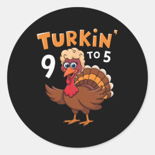 Adesivo Turkin' 9 a 5 Cute Outono Ocidental Dia de Ação de