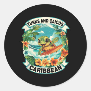Adesivo Turks e Caicos Caribe Tartaruga Marinha Fofo Surfa