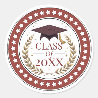 Adesivo Turma de 2026 Formatura Elegante Vermelho e Dourad