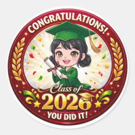 Adesivo Turma de 2026 Graduada - Green & Gold Lembrança Gi