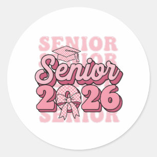 Adesivo Turma de 2026 Senior 2026 Laço Rosa Coquette Gradu