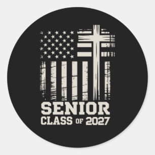 Adesivo Turma de Formatura de 2027 Bandeira dos EUA Cruz G