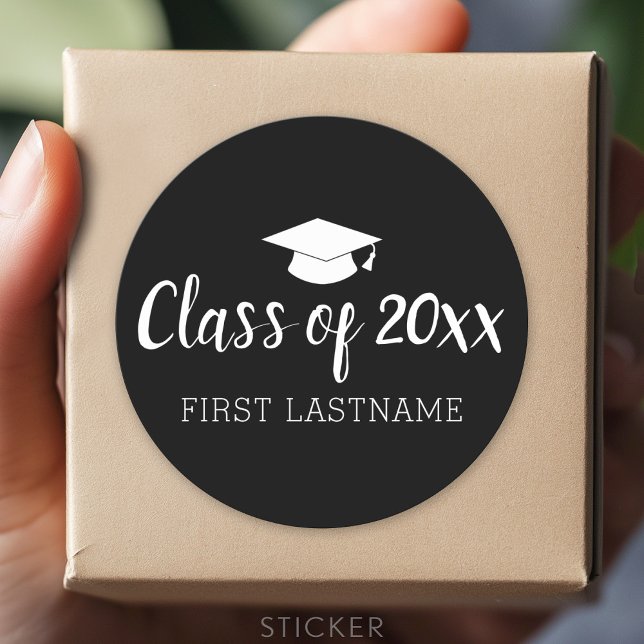 Adesivo Turma do Ano e Nome - Preto Pode Mudar de Cor (Custom Sticker for Party Favors and Envelopes)