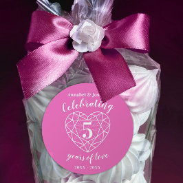 Adesivo Turmalina rosa de 5 anos de aniversário personaliz