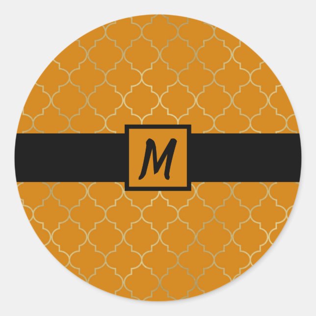 Adesivo Turmérico Amarelo Dourado Monograma Quatrefoil Fes (Frente)