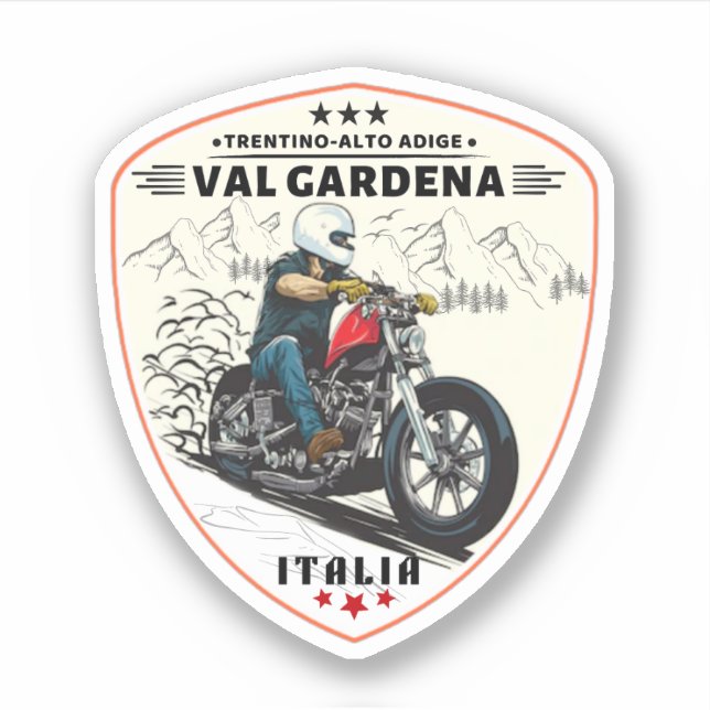 Adesivo turnê de motocicleta italiano de gardena (Frente)