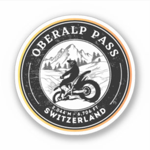 Adesivo Turnê de motocicleta Oberalp Pass Swiss-alps