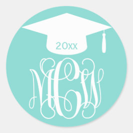 Adesivo Turq Aqua Vine Script Monograma Graduação DIY Fund