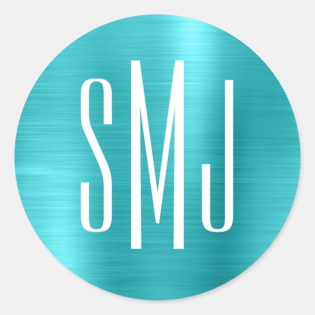 Adesivo Turquesa Blue Foil Três Letras Monograma (Frente)