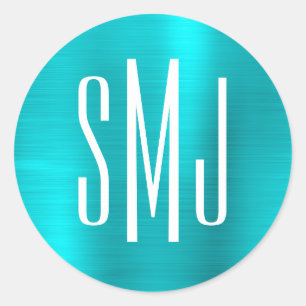 Adesivo Turquesa Blue Foil Três Letras Monograma