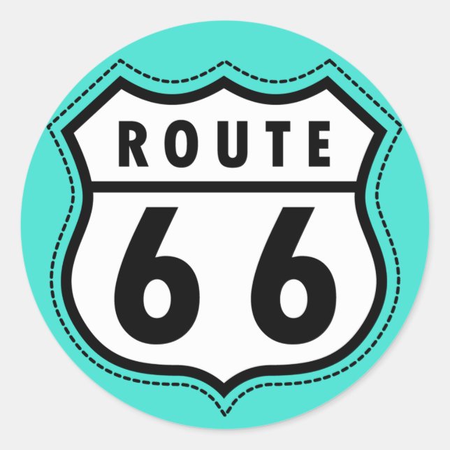 Adesivo Turquesa, Blue-Green Route 66 Road Sign (Frente)