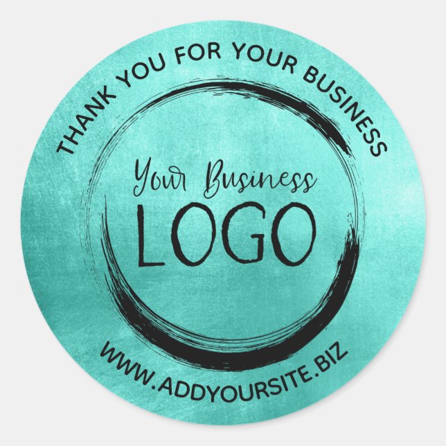 Adesivo Turquesa brilhante Obrigado pela sua empresa (Frente)