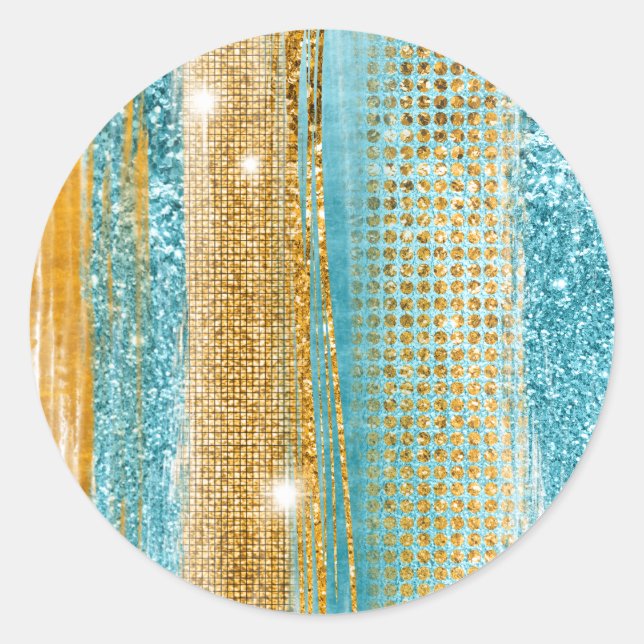Adesivo Turquesa Brilho Dourado Elegante Chic (Frente)