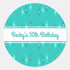 Adesivo Turquesa de Festa de aniversário Personalizada Ret
