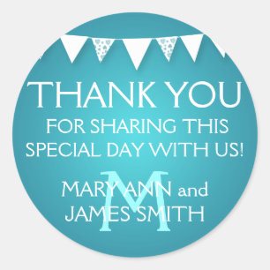 Adesivo Turquesa do monograma da estamenha do amor do Tag