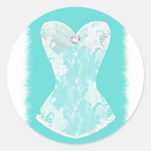 Adesivo Turquesa e Branco Lingerie Glam Favor de Lembrança