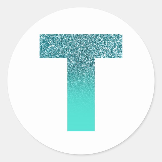 Adesivo Turquesa e Manteiga Teal Monograma T (Frente)