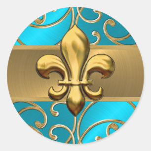 Adesivo Turquesa e pinheiros Dourados Fleur de Lis