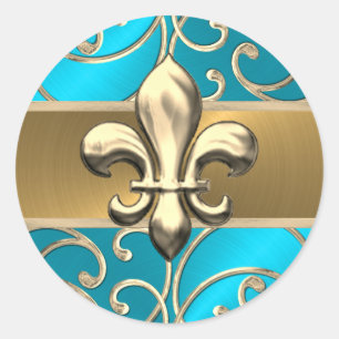 Adesivo Turquesa e pinheiros Dourados Fleur de Lis