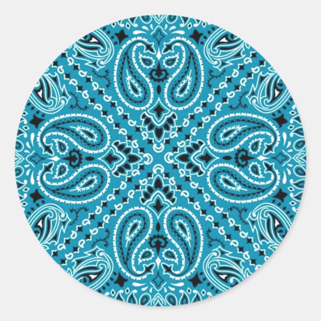 Adesivo Turquesa Escura Paisley Western Bandana Scarf Impr (Frente)