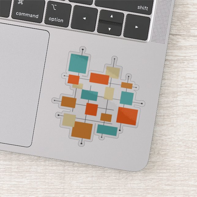 Adesivo Turquesa Laranja Meio século Moderno (Detalhe)