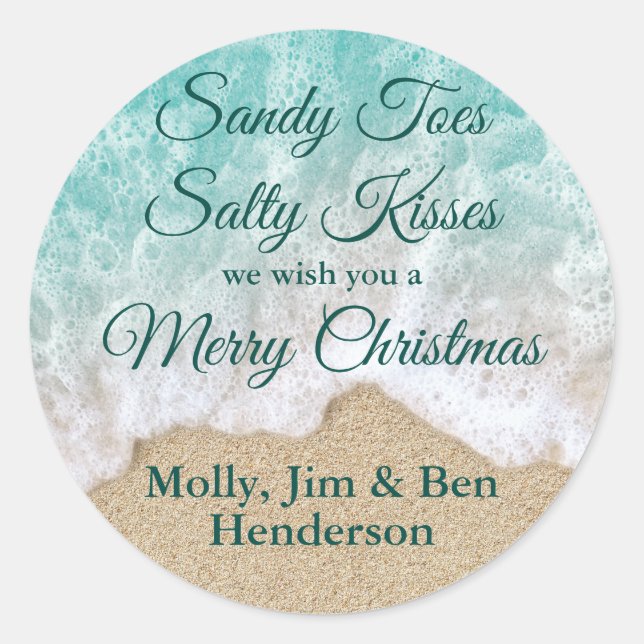 Adesivo Turquesa Sandy Toes Salty Kisses Feliz Natal (Frente)