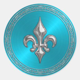 Adesivo Turquesa Sheen e Silver Fleur de Lis