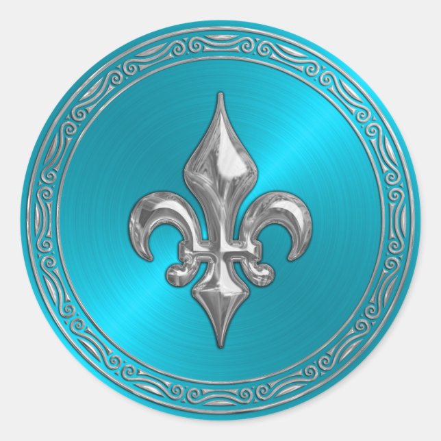 Adesivo Turquesa Sheen e Silver Fleur de Lis (Frente)