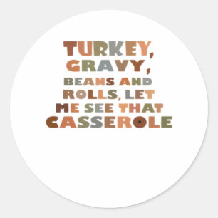 Adesivo Turquia Rolls Casserole, Ação de Graças Retro Funn