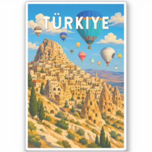 Adesivo Turquia Turquia Ilustração Viagem Arte Vintage