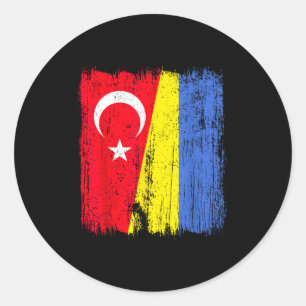 Adesivo Turquia Ucrânia Meia Bandeira Patrimônio Turco Ucr