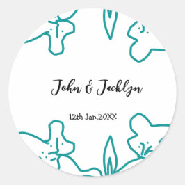 Adesivo Turquoise blue wedding couple name date flstylish 