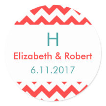 Turquoise e Coral Chevron Wedding