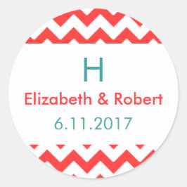Adesivo Turquoise e Coral Chevron Wedding