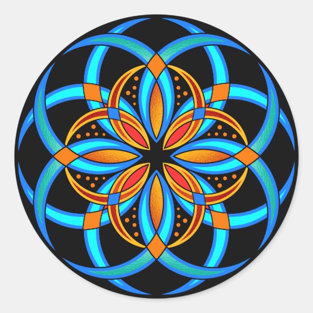 Adesivo Turquoise orange geométrico floral mandala (Frente)