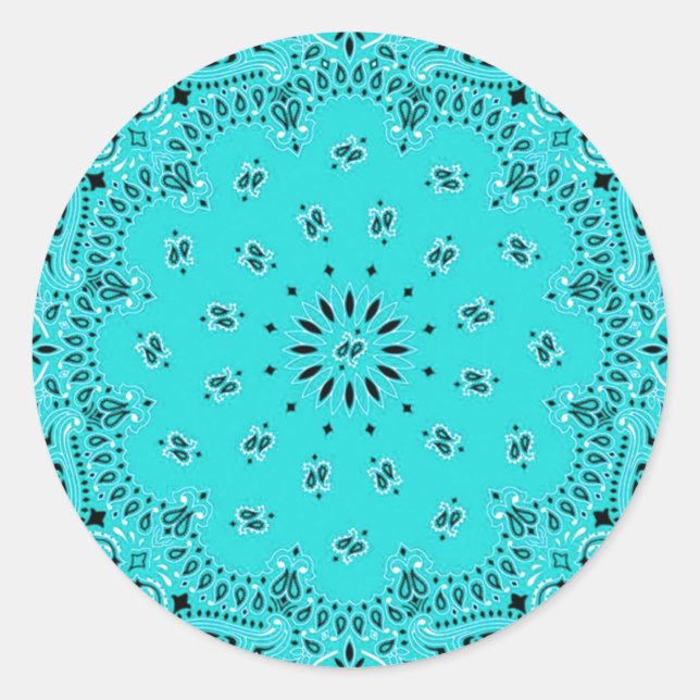 Adesivo Turquoise Paisley Western Bandana Scarf Impressão (Frente)