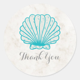 Adesivo Turquoise Rustic Seashell Weding Obrigado