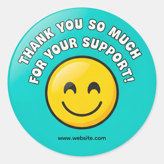 Adesivo Turquoise Smiley Thank You Business Sticker  (Frente)
