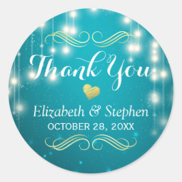 Adesivo Turquoise String Lights Weding Favor Obrigado