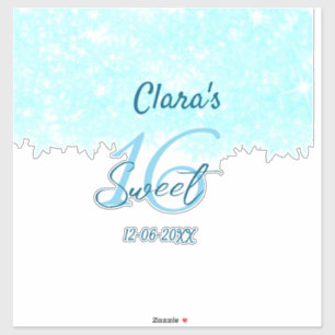 Adesivo Turquoise teal agate doce 16 anos adicione nome da