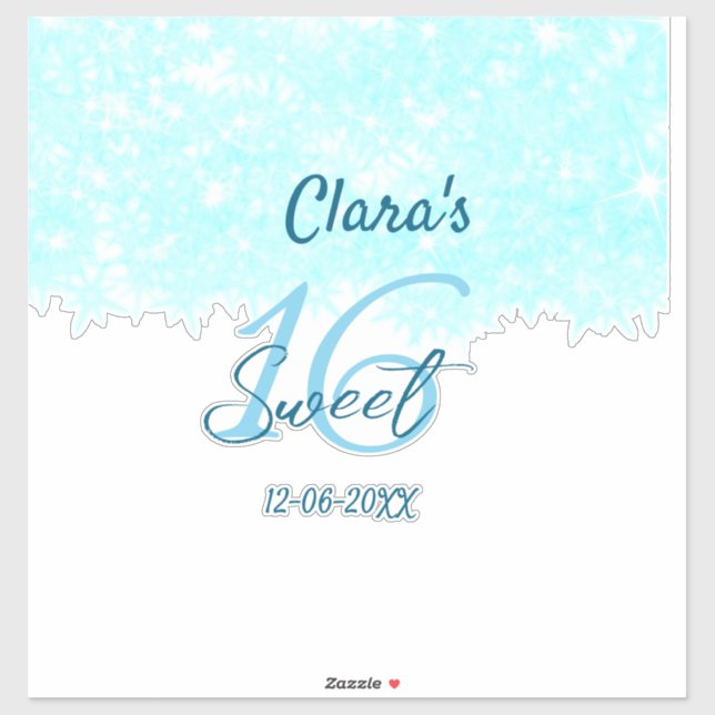 Adesivo Turquoise teal agate doce 16 anos adicione nome da (Folha)