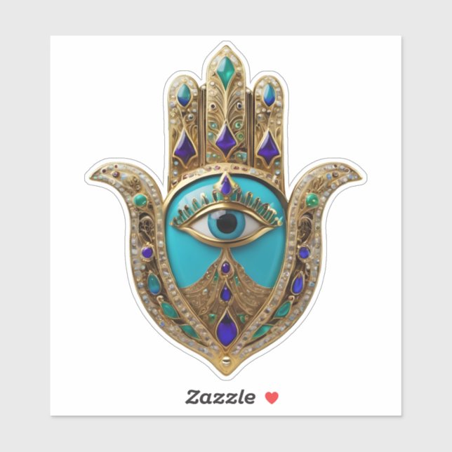 Adesivo Turquoise Third Eye Hamsa (Folha)
