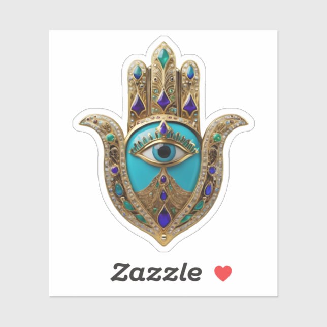 Adesivo Turquoise Third Eye Hamsa (Folha)