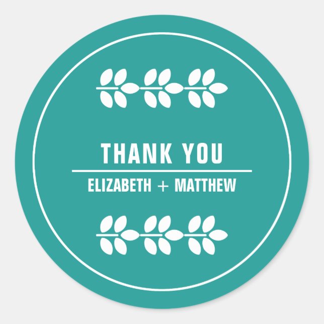 Adesivo Turquoise White Deixa Casamento Obrigado (Frente)