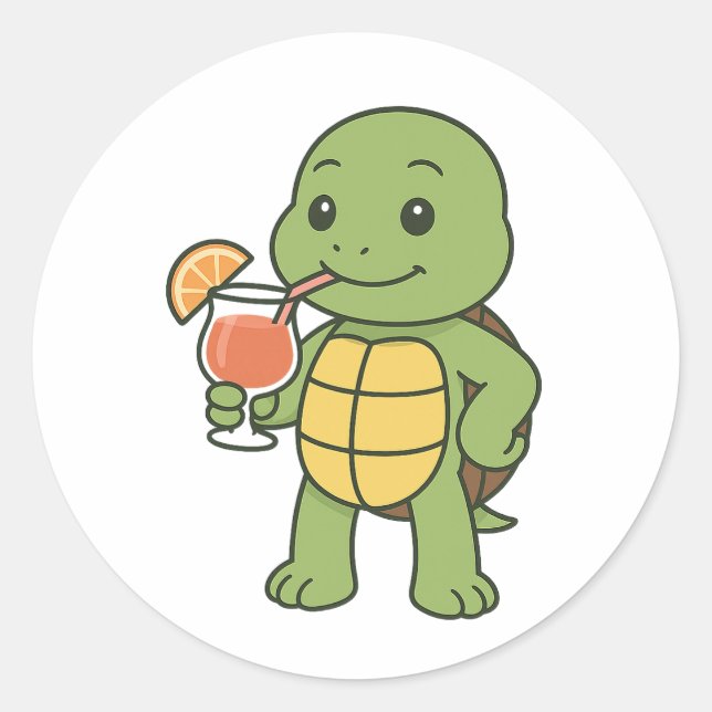 Adesivo Turtle drinking cocktail  (Frente)