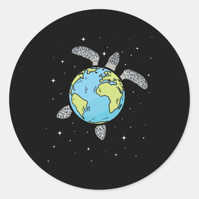 Adesivo Turtle Earth Sea Turtle Terra Day Turtle Planet (Frente)